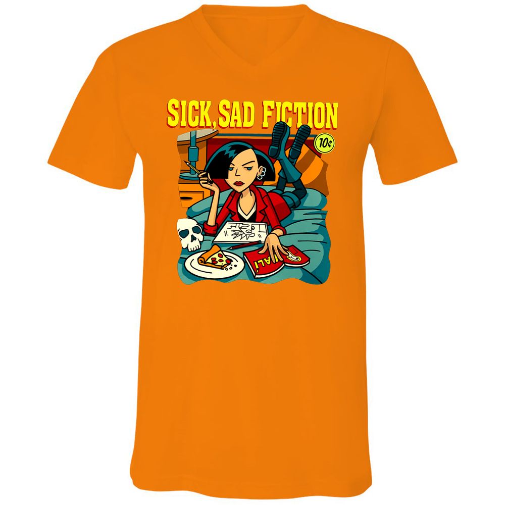 Unisex V-Neck T-Shirt - KGK8A276 - Orange - 11