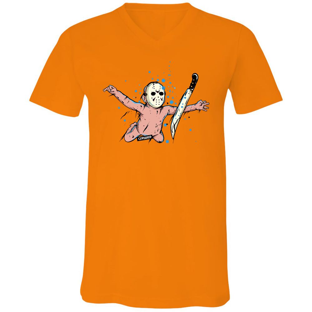 Unisex V-Neck T-Shirt - YQJW9ASS - Orange - 11