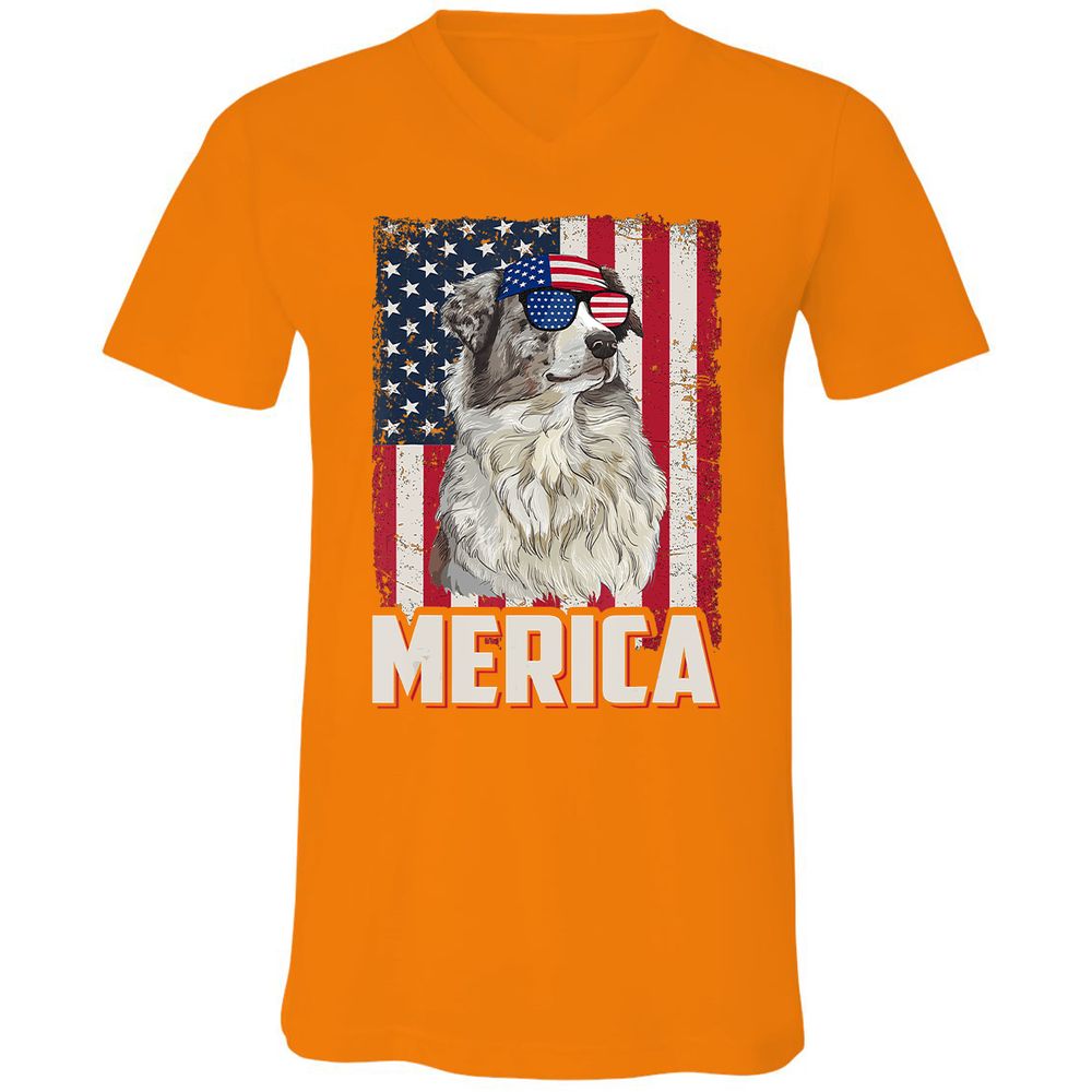 Unisex V-Neck T-Shirt - CQR7MUMW - Orange - 11