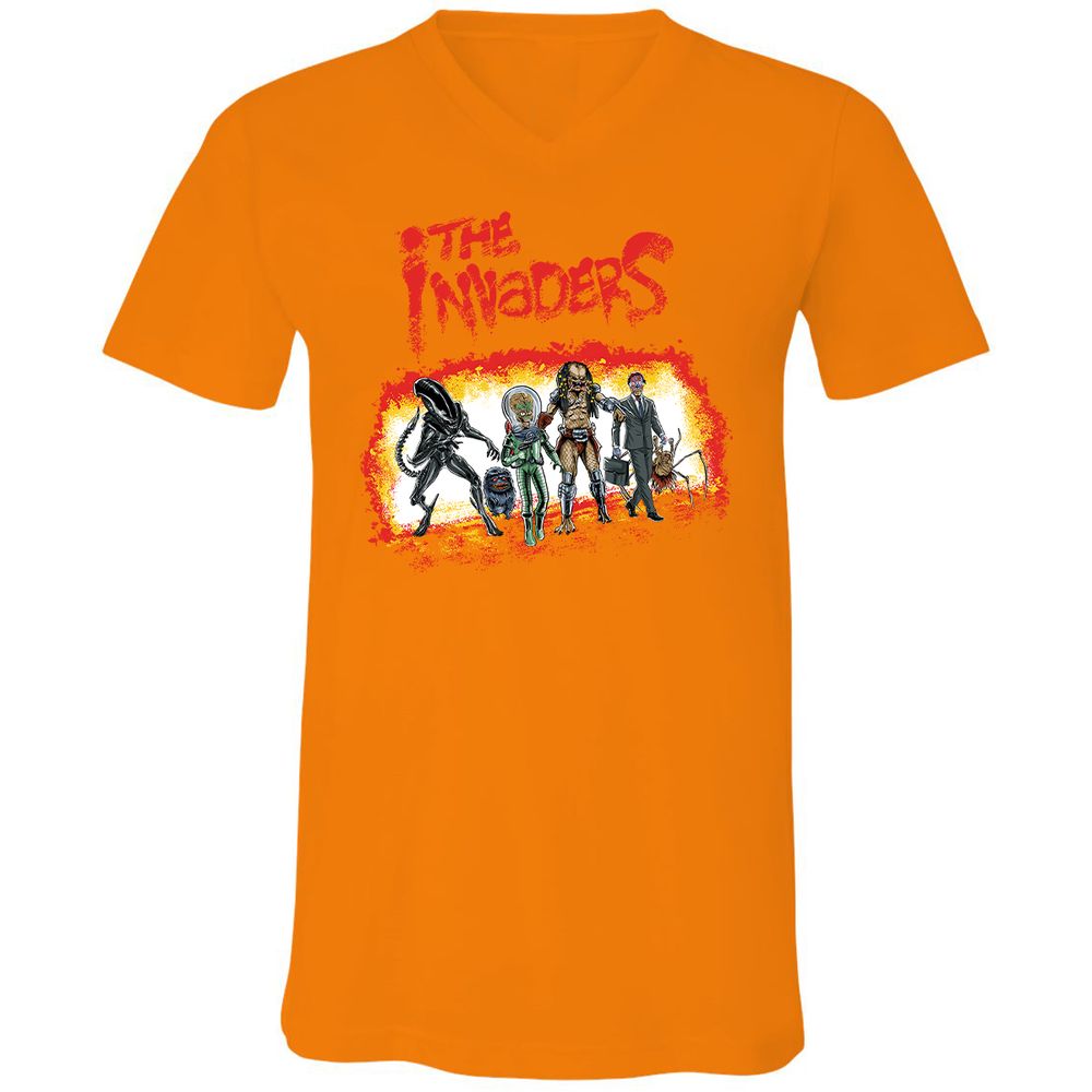 Unisex V-Neck T-Shirt - Y2T8TR4X - Orange - 11