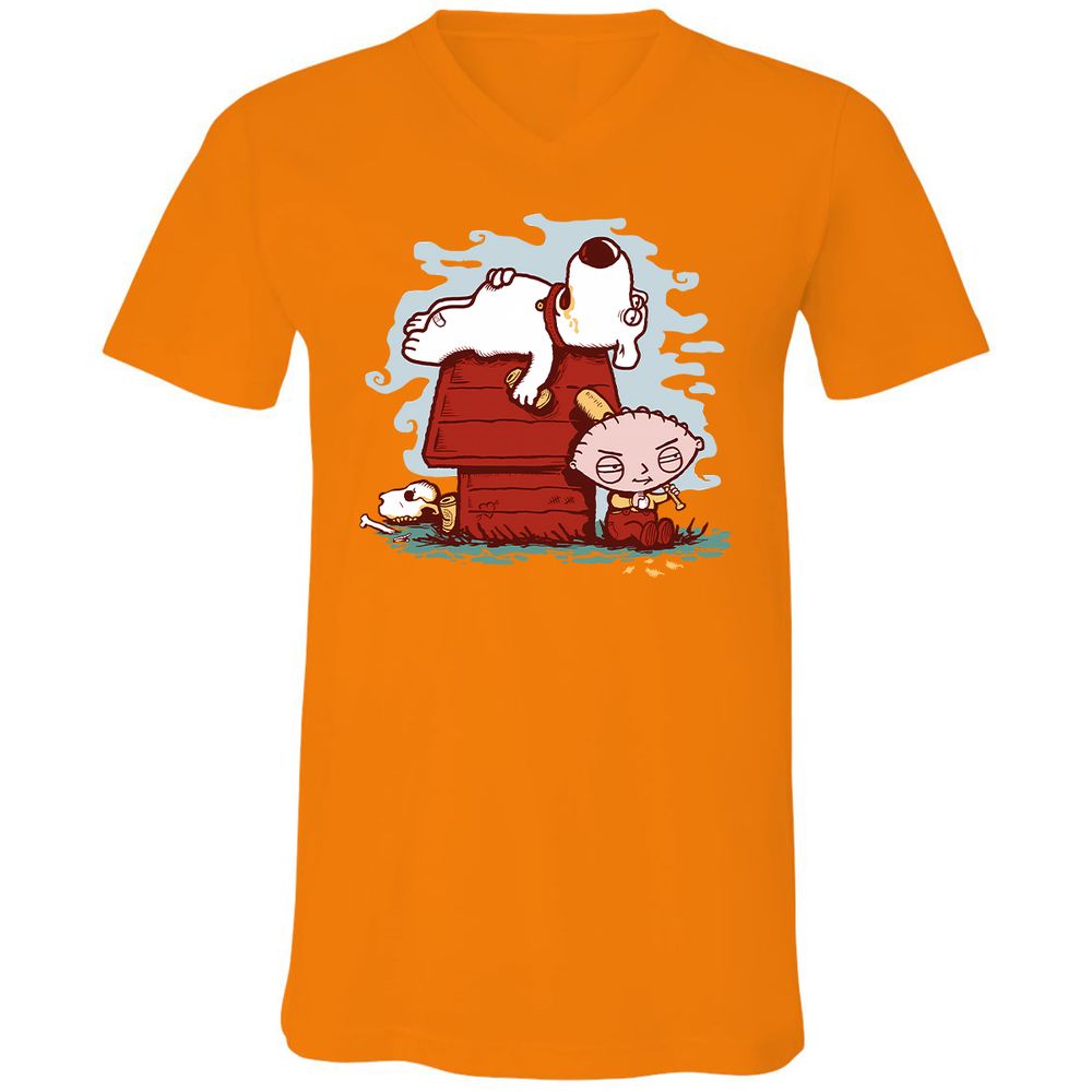 Unisex V-Neck T-Shirt - DE8JU9S1 - Orange - 11