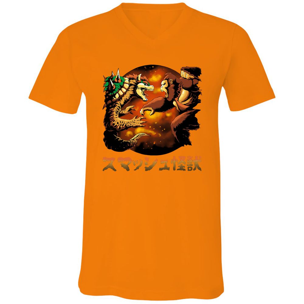 Unisex V-Neck T-Shirt - MBAPDAXG - Orange - 11