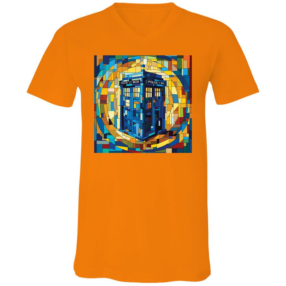 Unisex V-Neck T-Shirt - QHLQKJXY - Orange - 11