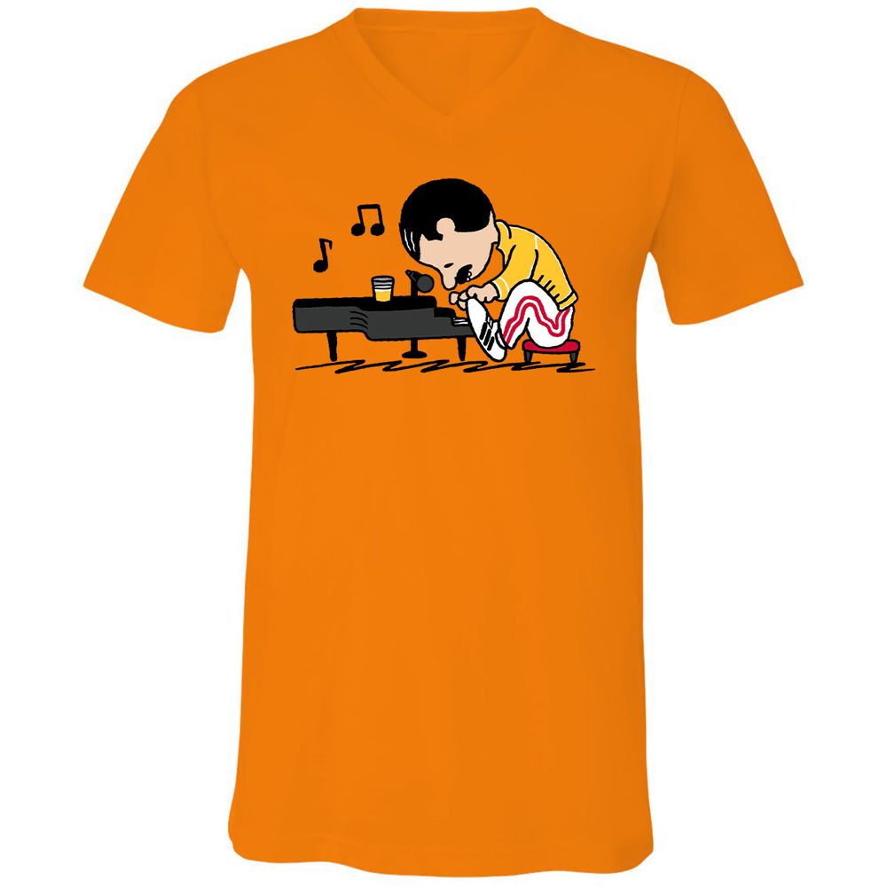 Unisex V-Neck T-Shirt - WY1QQUGC - Orange - 11