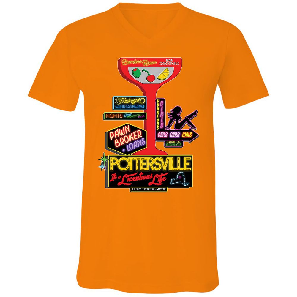 Unisex V-Neck T-Shirt - HMR5XC1A - Orange - 11