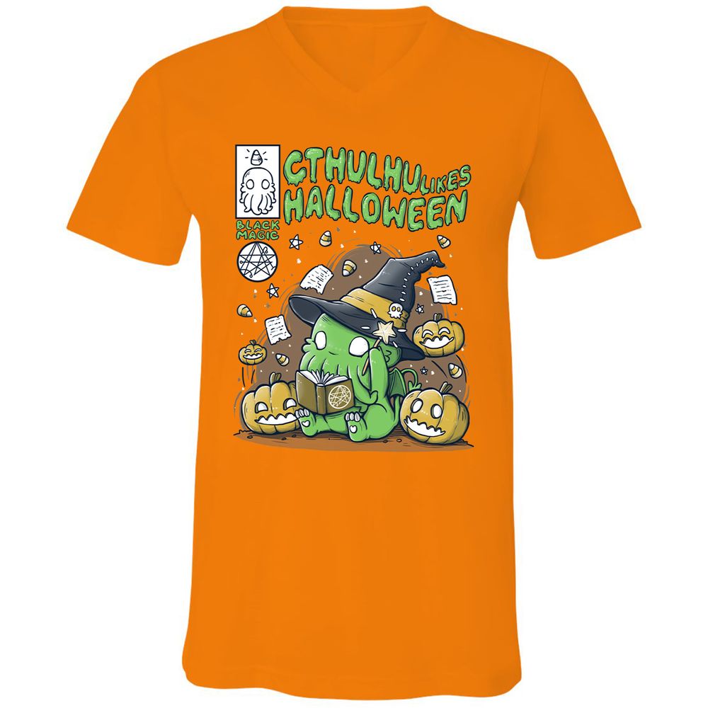 Unisex V-Neck T-Shirt - EGSXQRHN - Orange - 11