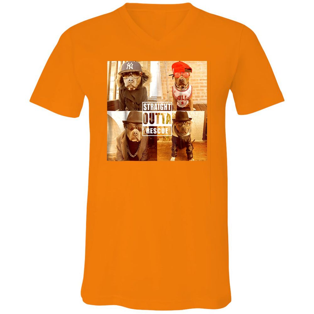 Unisex V-Neck T-Shirt - PYQ6PKWF - Orange - 11