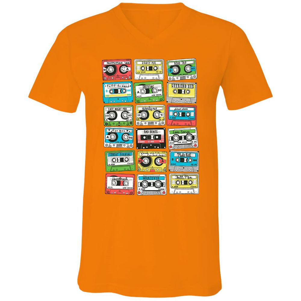 Unisex V-Neck T-Shirt - R7CGAYB4 - Orange - 11