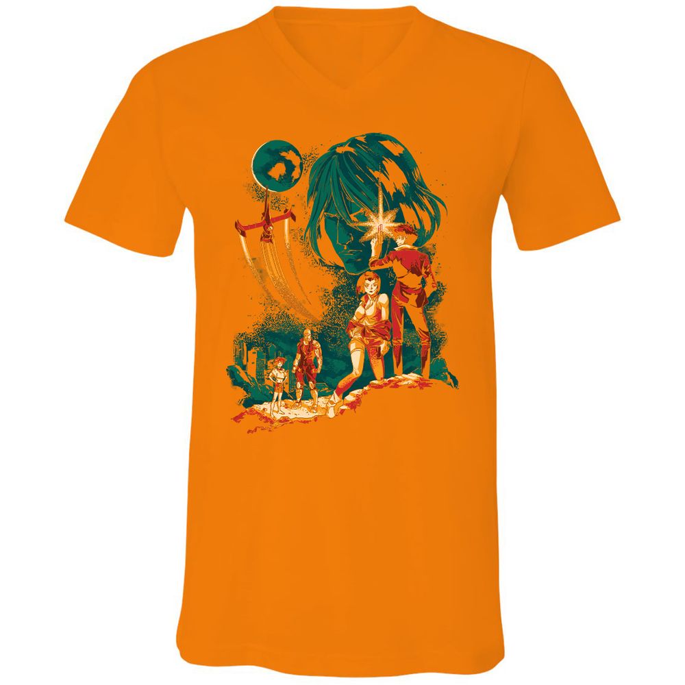Unisex V-Neck T-Shirt - B1Q4WY5K - Orange - 11