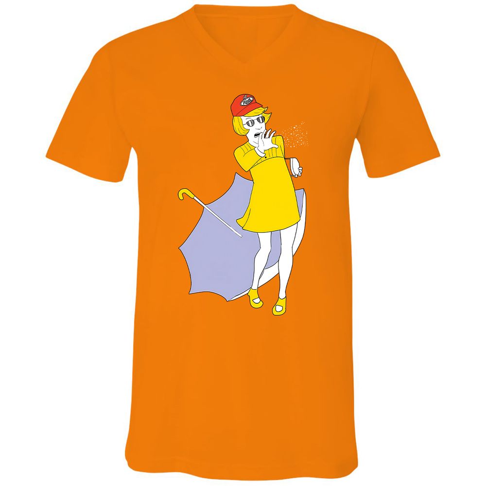 Unisex V-Neck T-Shirt - YTFQAKHL - Orange - 11