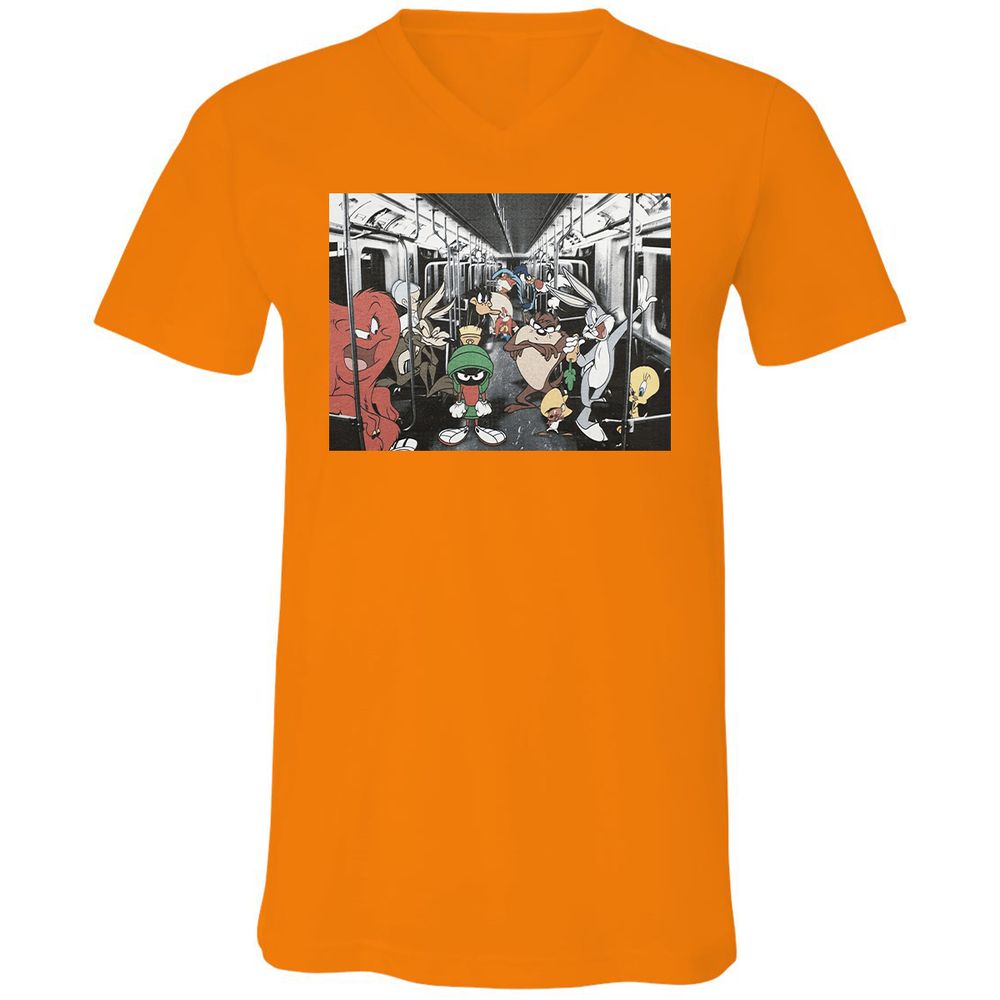 Unisex V-Neck T-Shirt - 2E9CCWFK - Orange - 11