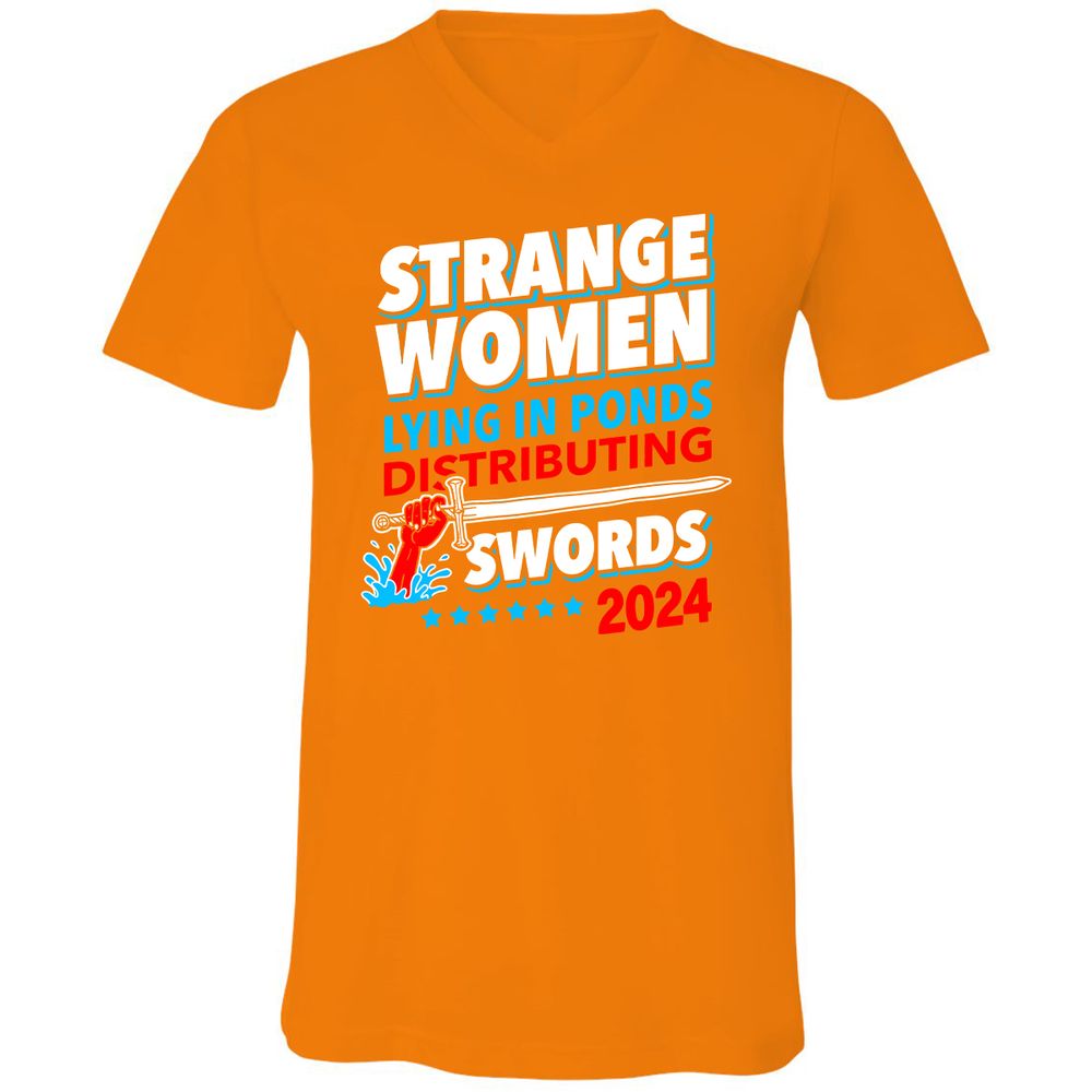 Unisex V-Neck T-Shirt - NBRBET69 - Orange - 11