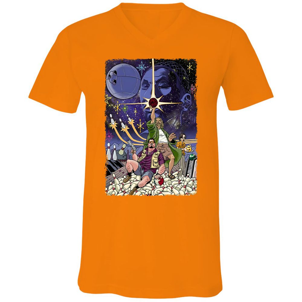 Unisex V-Neck T-Shirt - 9Y5VN3E2 - Orange - 11