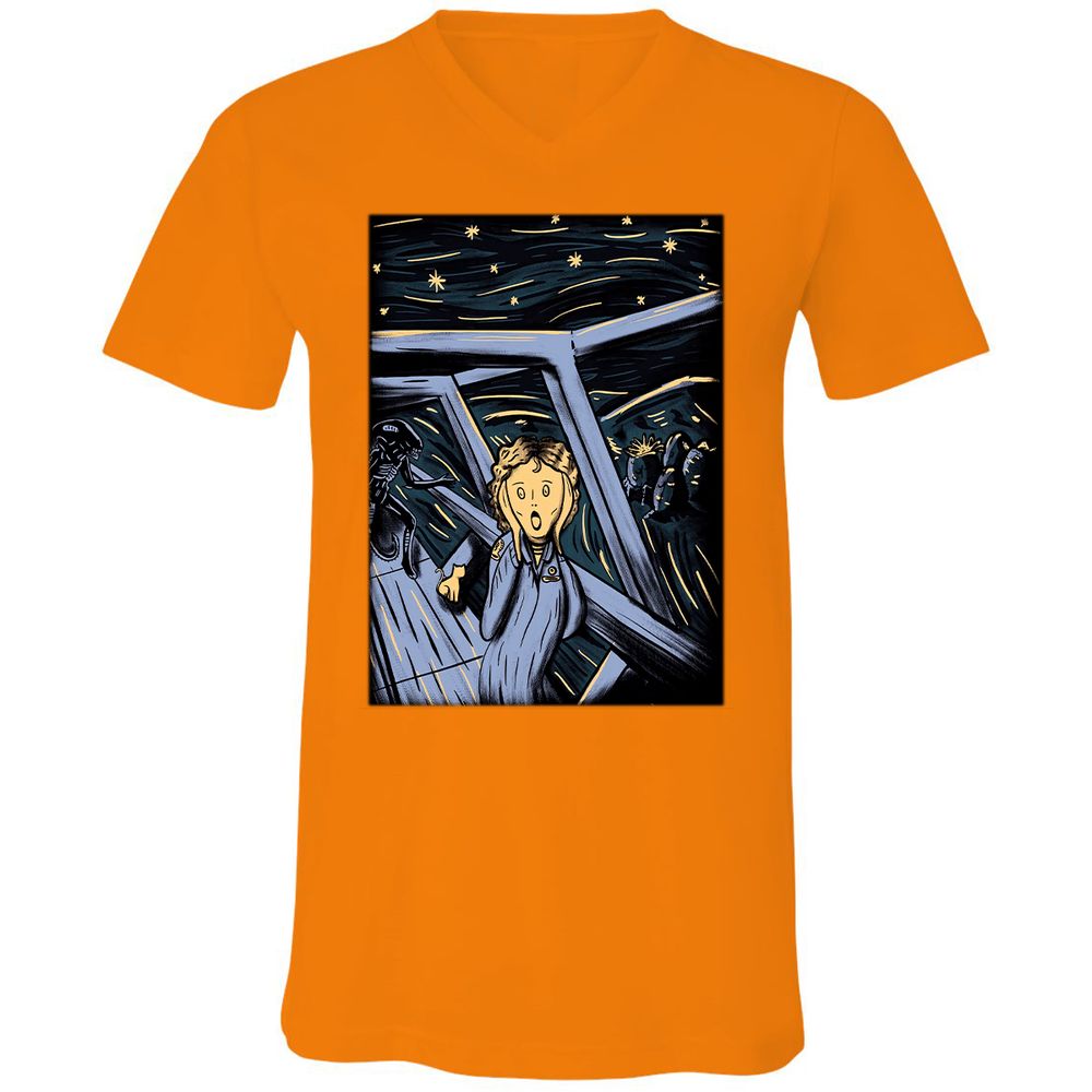 Unisex V-Neck T-Shirt - QLRJ3JAR - Orange - 11