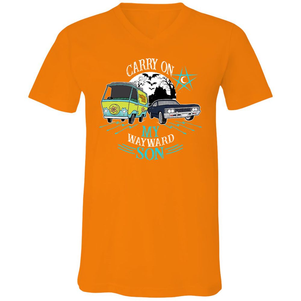 Unisex V-Neck T-Shirt - TZZBD337 - Orange - 11