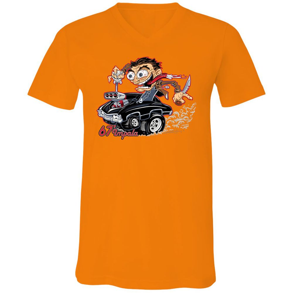 Unisex V-Neck T-Shirt - RKXFV9TJ - Orange - 11