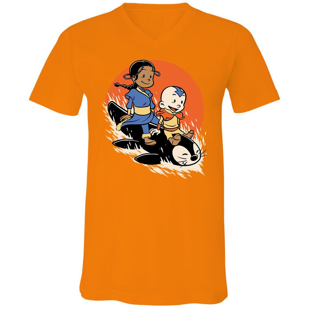 Unisex V-Neck T-Shirt - 9EGLJ1FN - Orange - 11