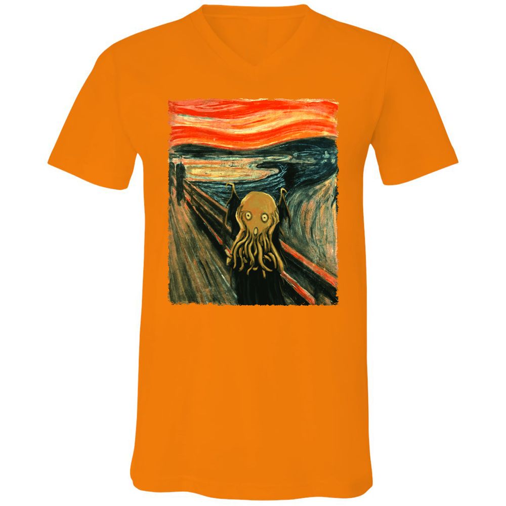 Unisex V-Neck T-Shirt - VQBQP7LZ - Orange - 11
