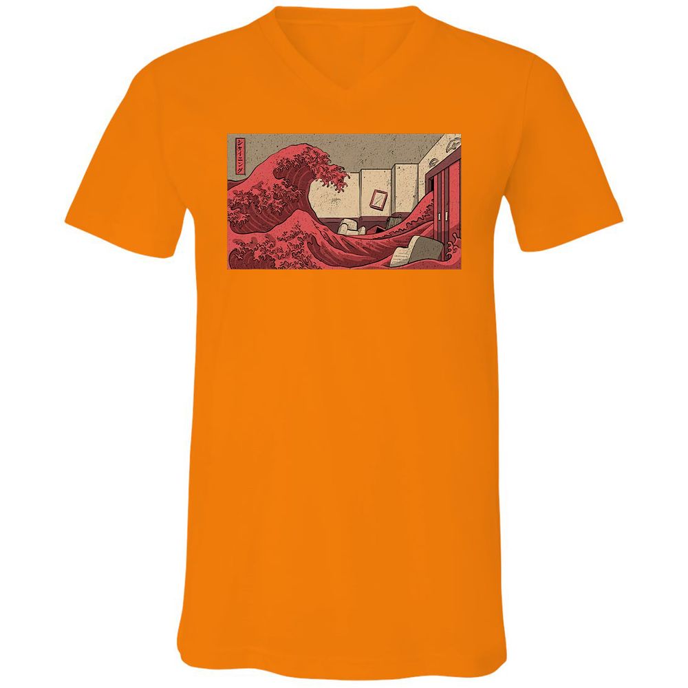 Unisex V-Neck T-Shirt - JQGX2PJ8 - Orange - 11