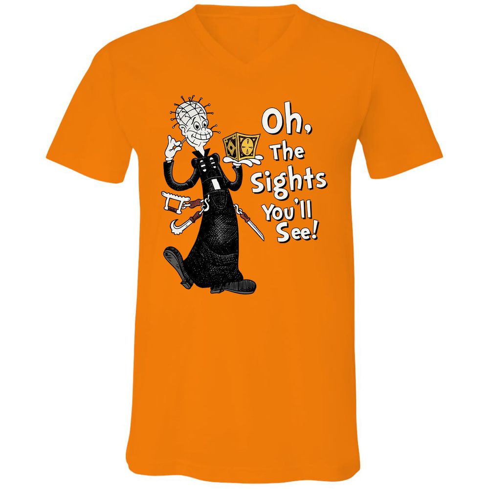 Unisex V-Neck T-Shirt - 8AATKQXT - Orange - 11