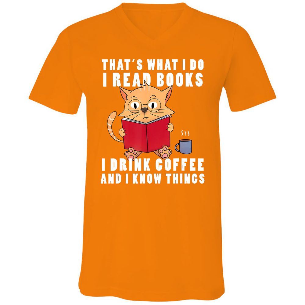 Unisex V-Neck T-Shirt - R2HNWBZJ - Orange - 11