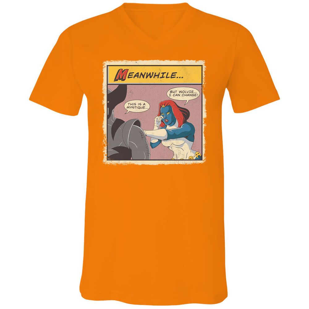 Unisex V-Neck T-Shirt - G4EKGYDR - Orange - 11