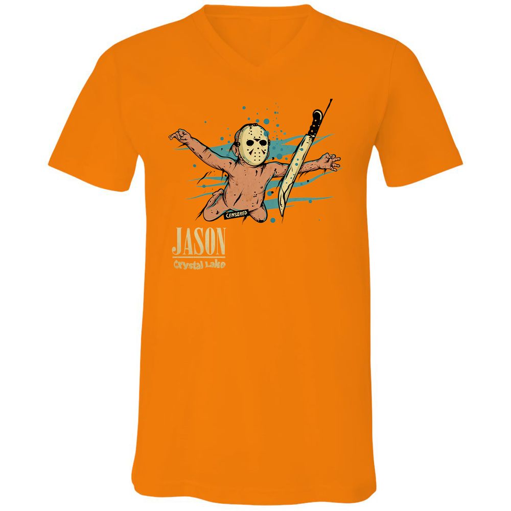 Unisex V-Neck T-Shirt - LG68FVAQ - Orange - 11