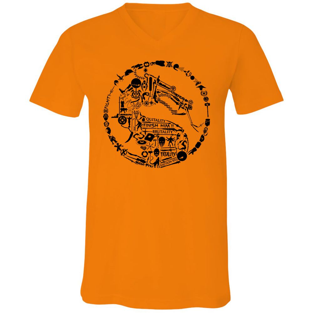 Unisex V-Neck T-Shirt - TKJLQC5X - Orange - 11