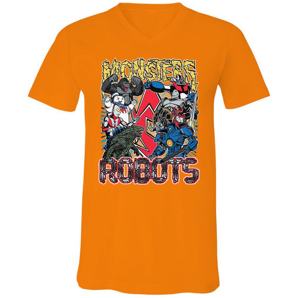 Unisex V-Neck T-Shirt - D4NFX6VP - Orange - 11