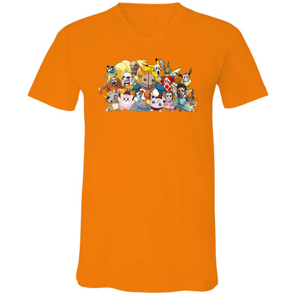 Unisex V-Neck T-Shirt - HCRBQVZ7 - Orange - 11