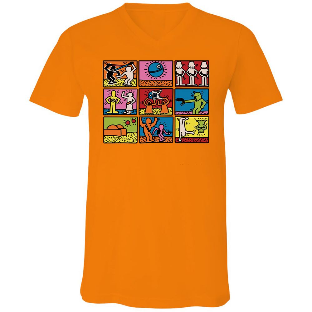 Unisex V-Neck T-Shirt - B3XSFHCD - Orange - 11