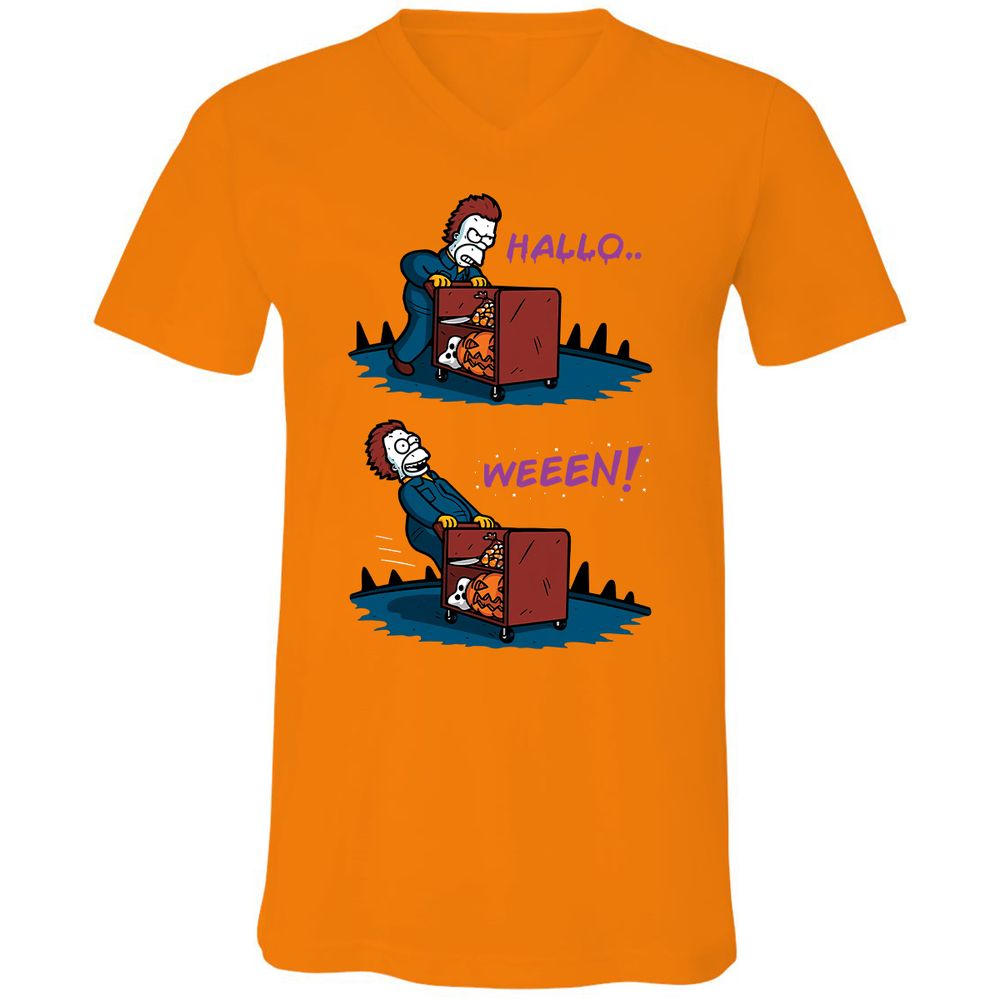Unisex V-Neck T-Shirt - MMVAQEWT - Orange - 11