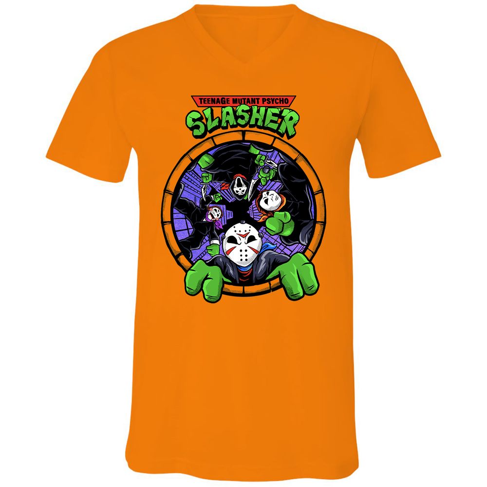 Unisex V-Neck T-Shirt - ZHM3PYRP - Orange - 11