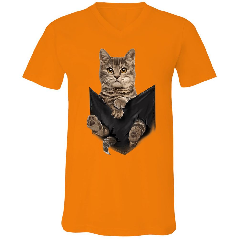 Unisex V-Neck T-Shirt - M14ZND4Y - Orange - 11