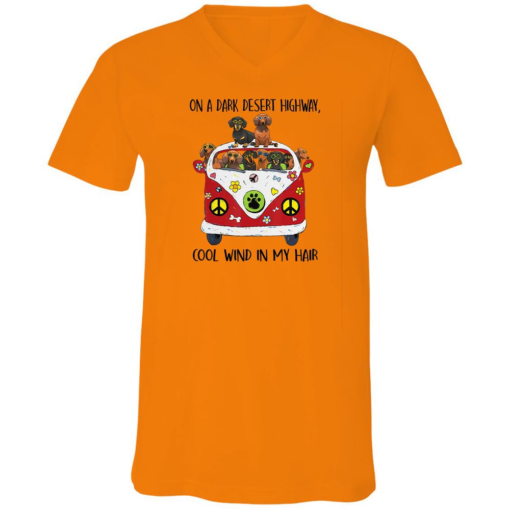 Unisex V-Neck T-Shirt - LYMCD3KC - Orange - 11