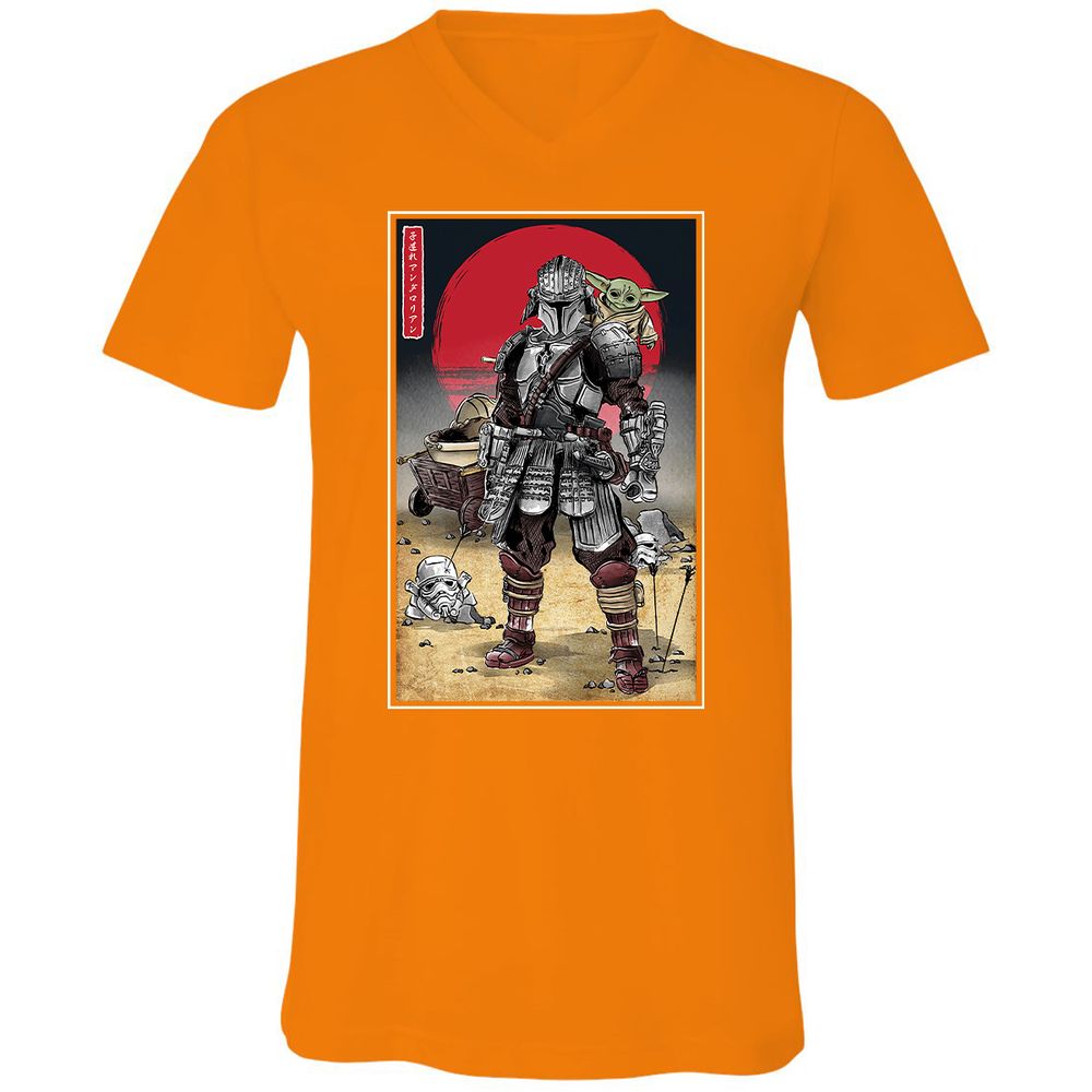 Unisex V-Neck T-Shirt - KEJKCCFN - Orange - 11