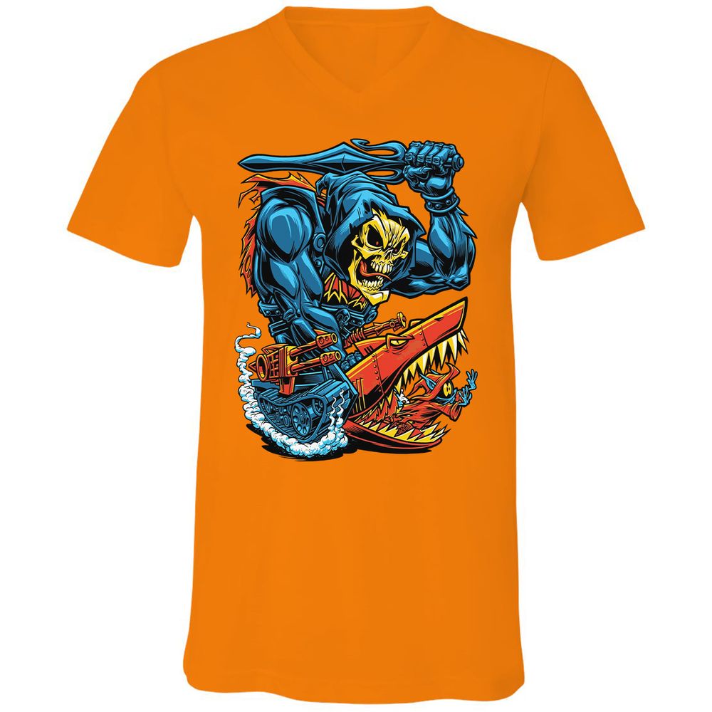 Unisex V-Neck T-Shirt - E6TL76YM - Orange - 11