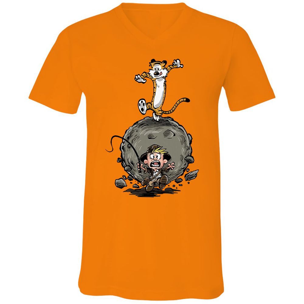 Unisex V-Neck T-Shirt - Y27DQTJR - Orange - 11