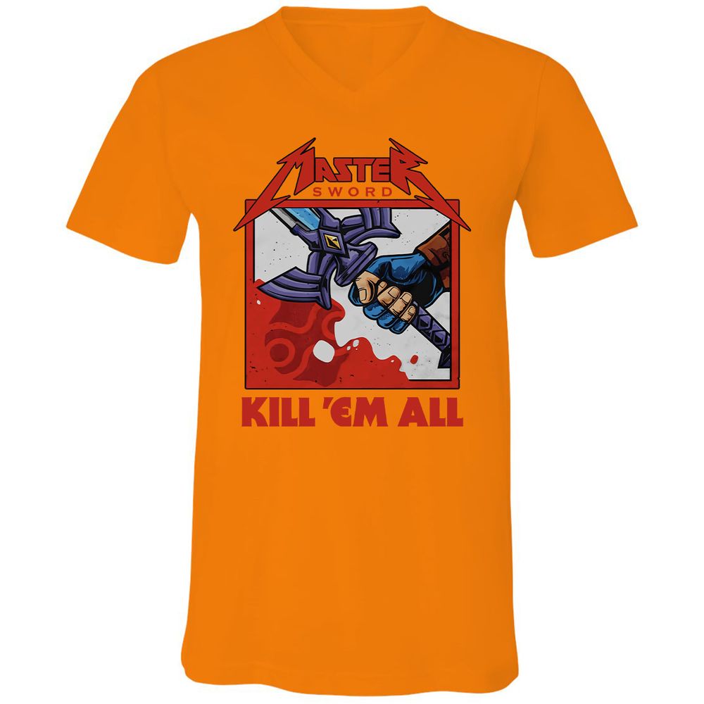 Unisex V-Neck T-Shirt - KDNRBUK7 - Orange - 11