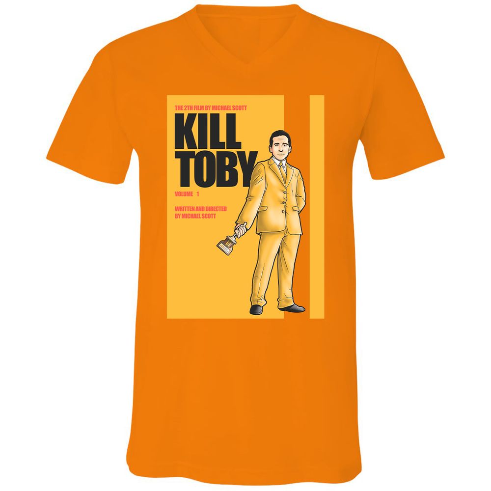 Unisex V-Neck T-Shirt - DFE1HZ8K - Orange - 11