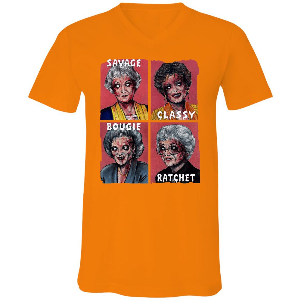 Unisex V-Neck T-Shirt - URHG9LDF - Orange - 11