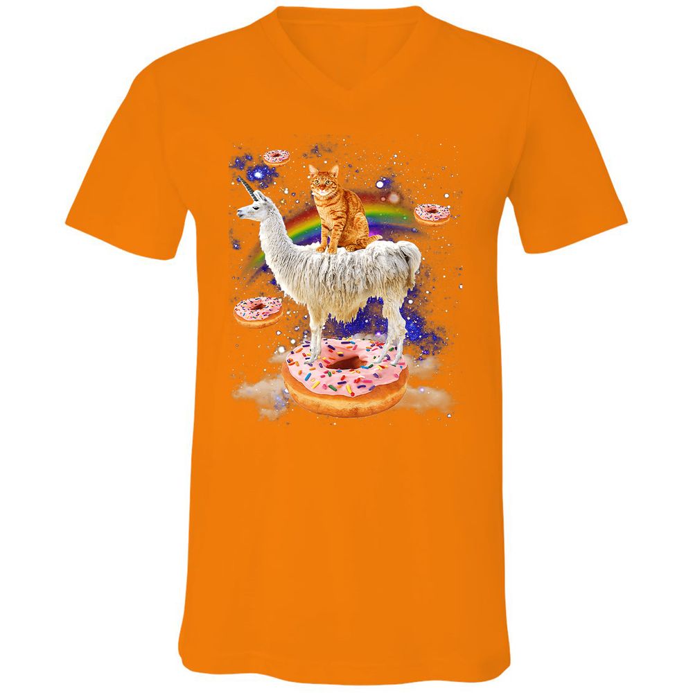Unisex V-Neck T-Shirt - 4SMALEQW - Orange - 11
