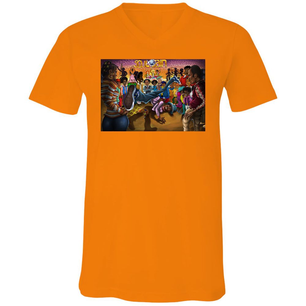 Unisex V-Neck T-Shirt - F7JFF4ZY - Orange - 11