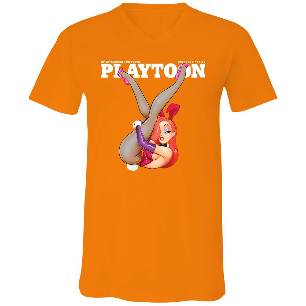 Unisex V-Neck T-Shirt - PJQSR4RB - Orange - 11