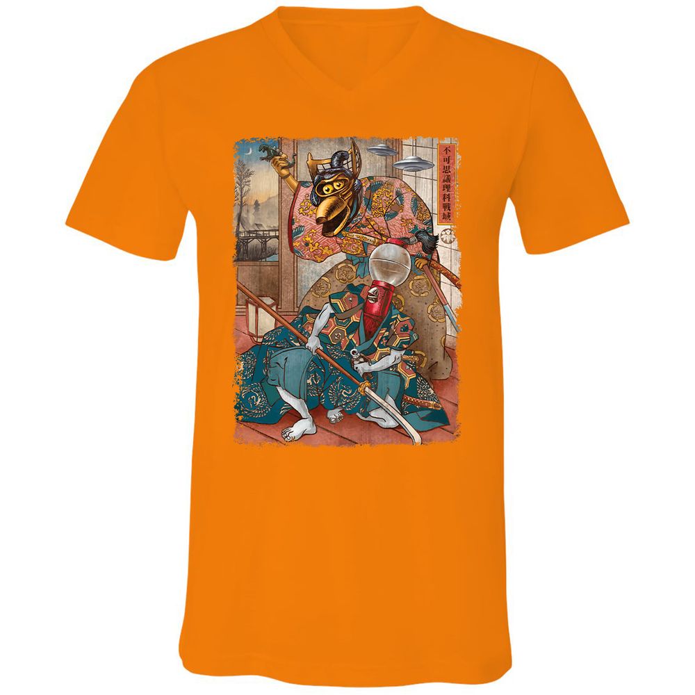 Unisex V-Neck T-Shirt - W9TTMX4X - Orange - 11