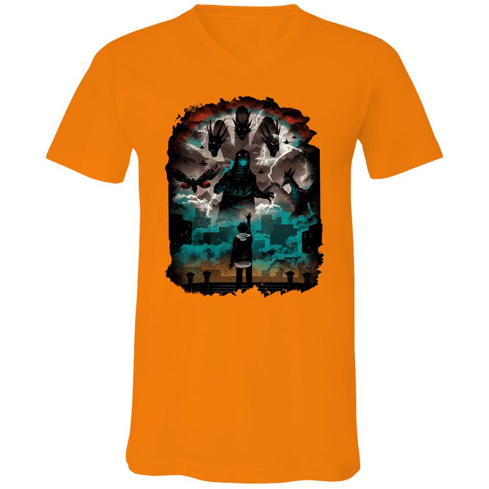 Unisex V-Neck T-Shirt - EYG1DP3Z - Orange - 11