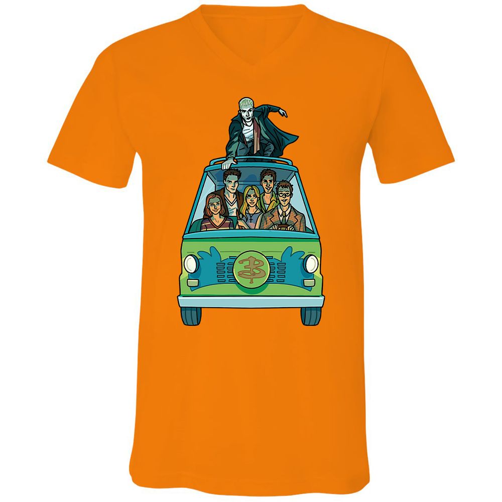Unisex V-Neck T-Shirt - GWBPYJCQ - Orange - 11