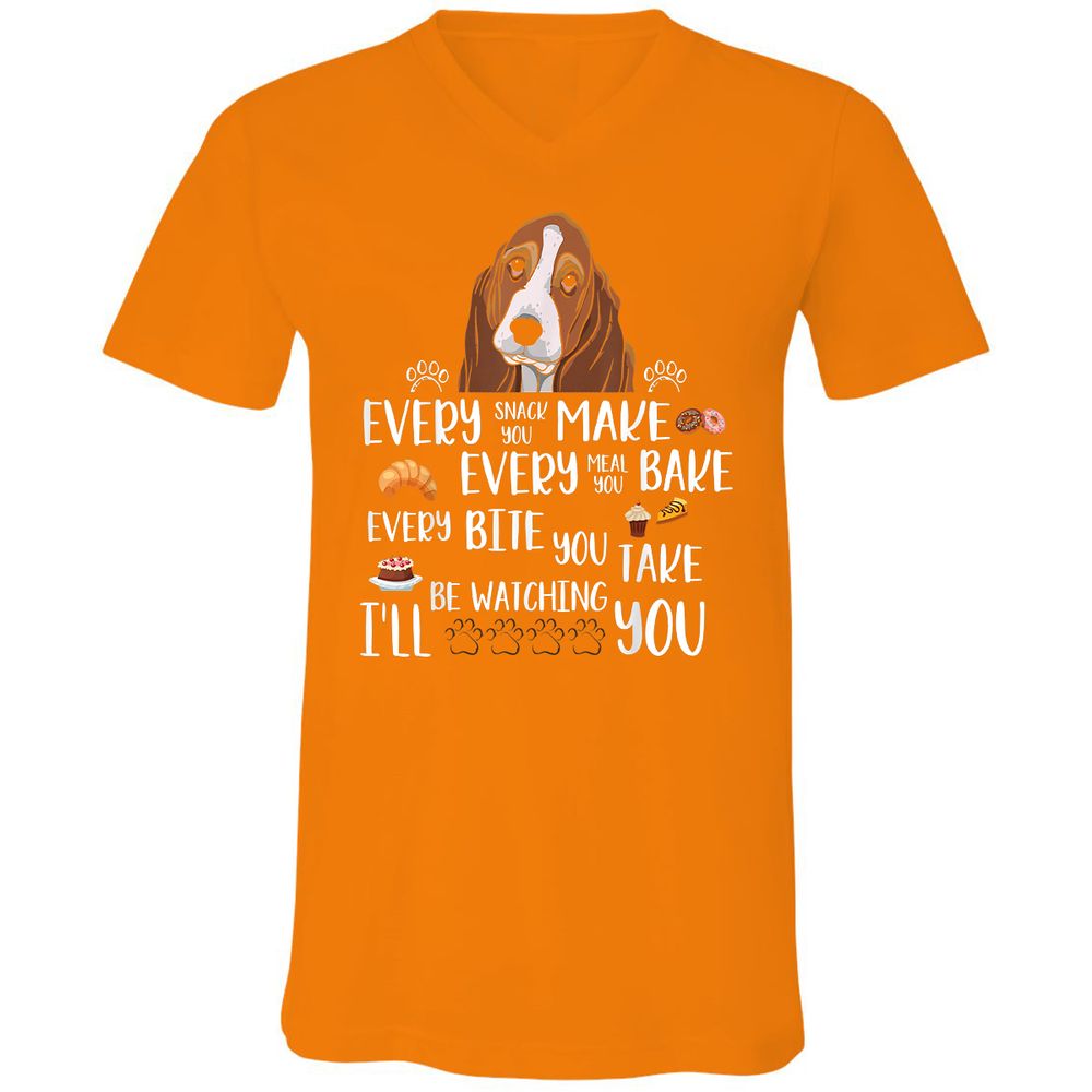 Unisex V-Neck T-Shirt - D66MJU5H - Orange - 11