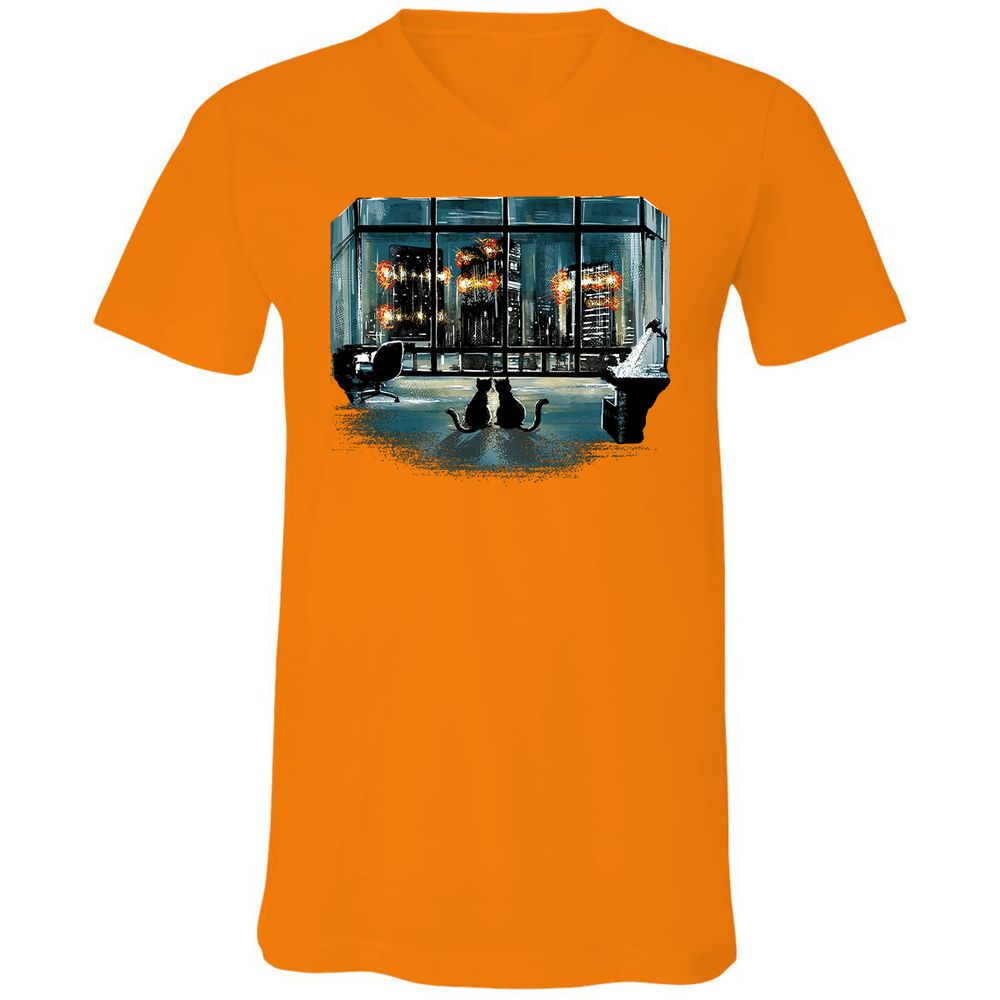 Unisex V-Neck T-Shirt - F5KD8V1S - Orange - 11