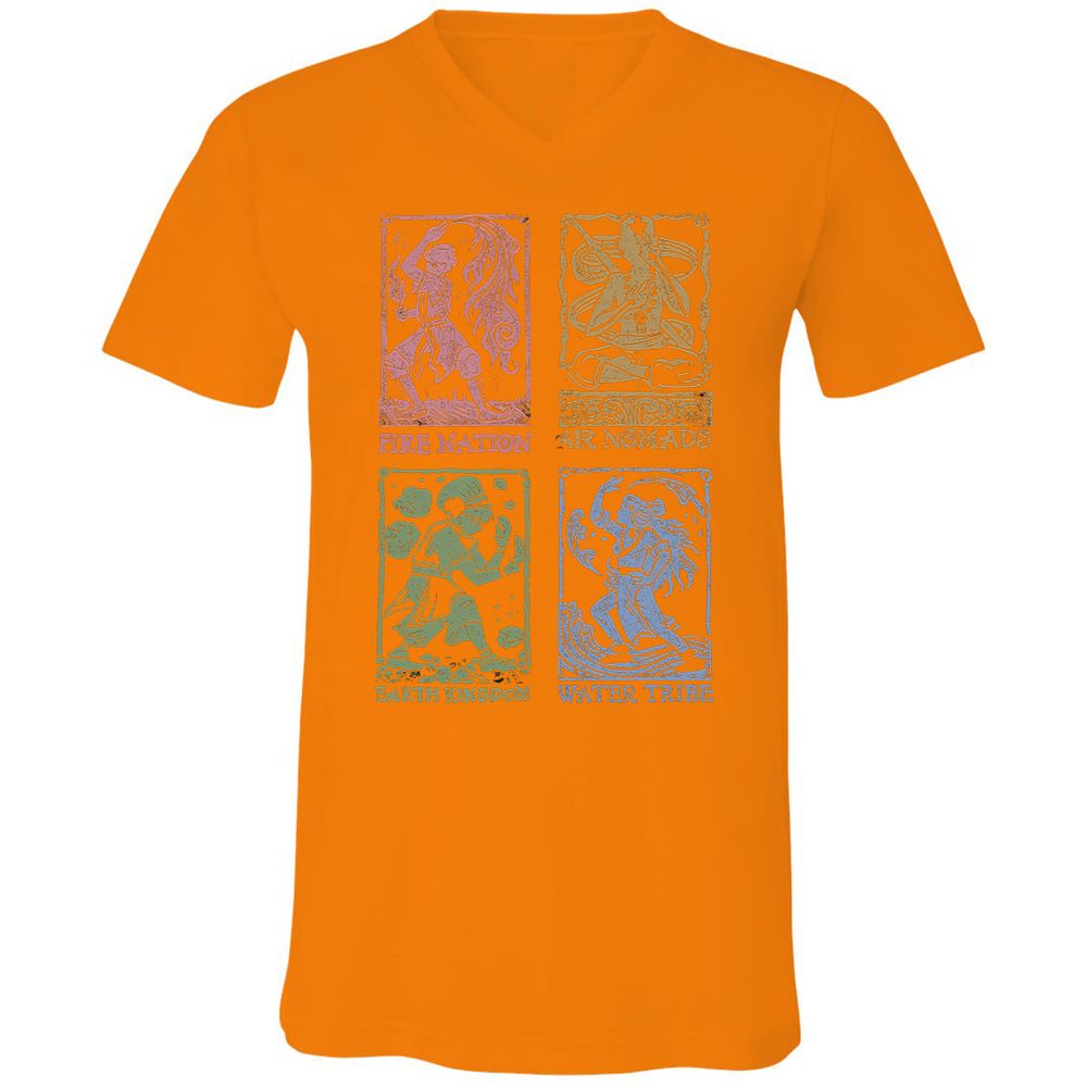 Unisex V-Neck T-Shirt - XSV3BGDW - Orange - 11